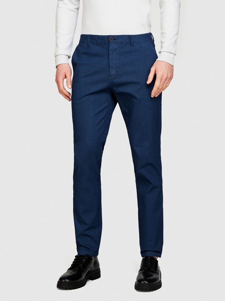 Printed chinos - men's chino trousers - Dark Blue | Sisley image number 4